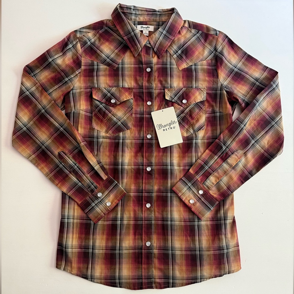 Wrangler Women’s Plaid Shirt - Red and Brown